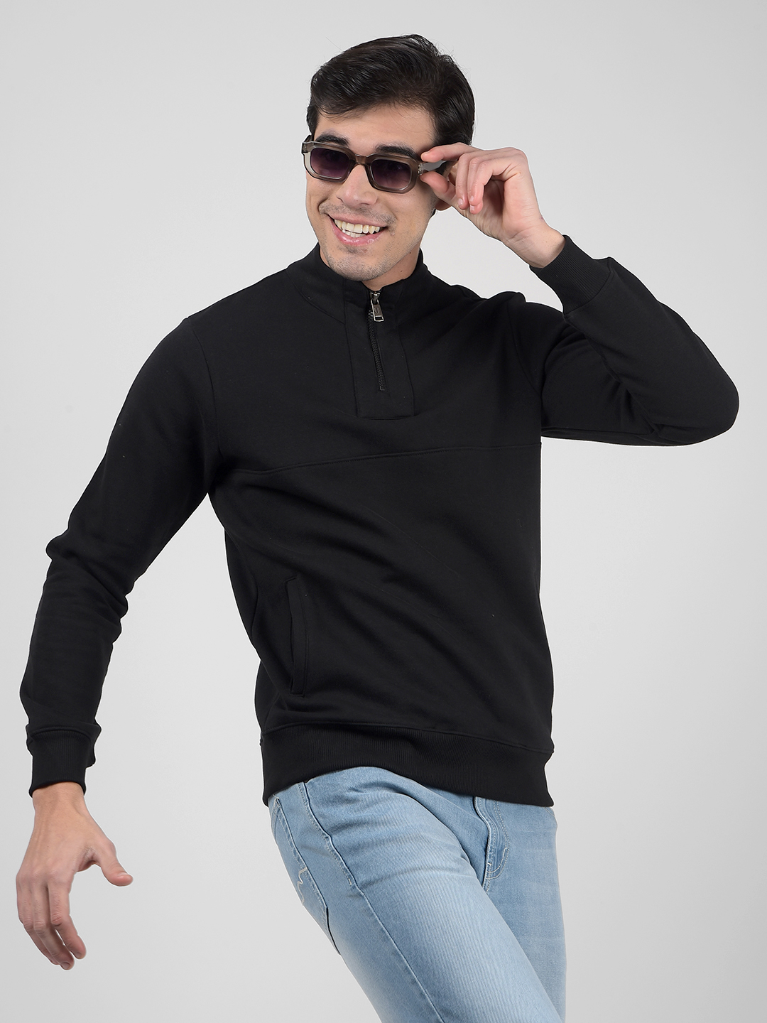 Numero Uno Men Black Mock Neck Sweatshirts